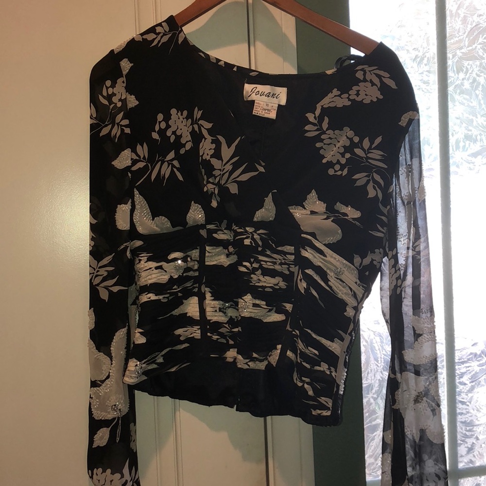 Jovani Evening Black and White Blouse